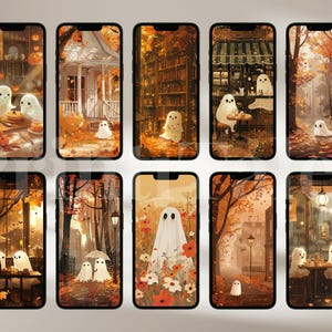 Fall Phone Wallpapers, Halloween Wallpaper iPhone, Autumn Smartphone Wallpaper Set, Cute Spooky Phone Background, Spooky Phone Background