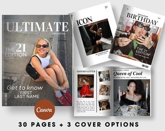 Editable Birthday Magazine, Vogue Custom Magazine Canva Template, Personalized Magazine Gift for Best Friend Sister, Magazine Personnalisé
