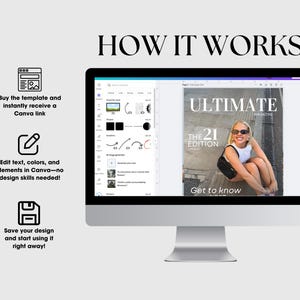 Redigerbar födelsedagstidning, Vogue anpassad tidning Canva-mall, personlig tidningspresent till bästa vän syster, personlig tidning bild 10