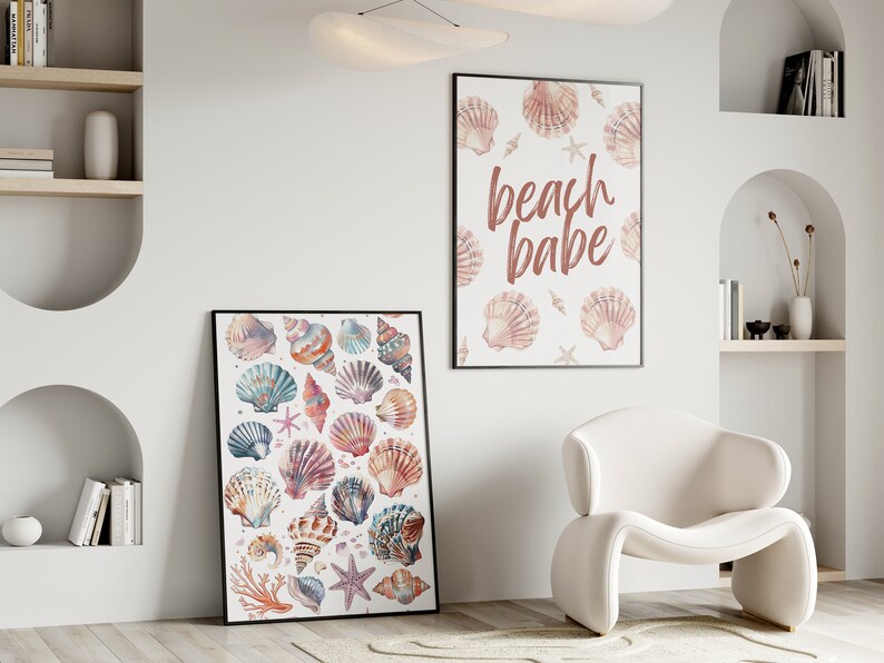 Summer Shell Print, Beach Babe Print, Seashells Print, Coastal Wall Art ...
