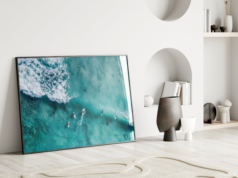 Aerial Surfing Printable Wall Art, Aerial Photography, Surfers Posters, Ocean Wall Art, Aerial Beach Prints, Surf Prints, Surf Digital Print