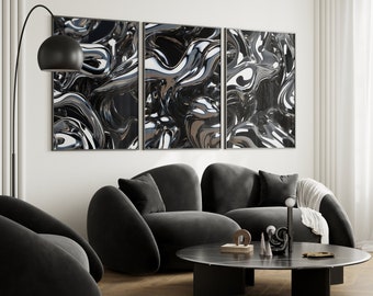 Metallic Chrome Liquid Poster, Trendy Maximalist Wall Art, Funky Wall Decor, Y2K Aesthetic Wall Art, Retro 2000s Poster, Eclectic Wall Art