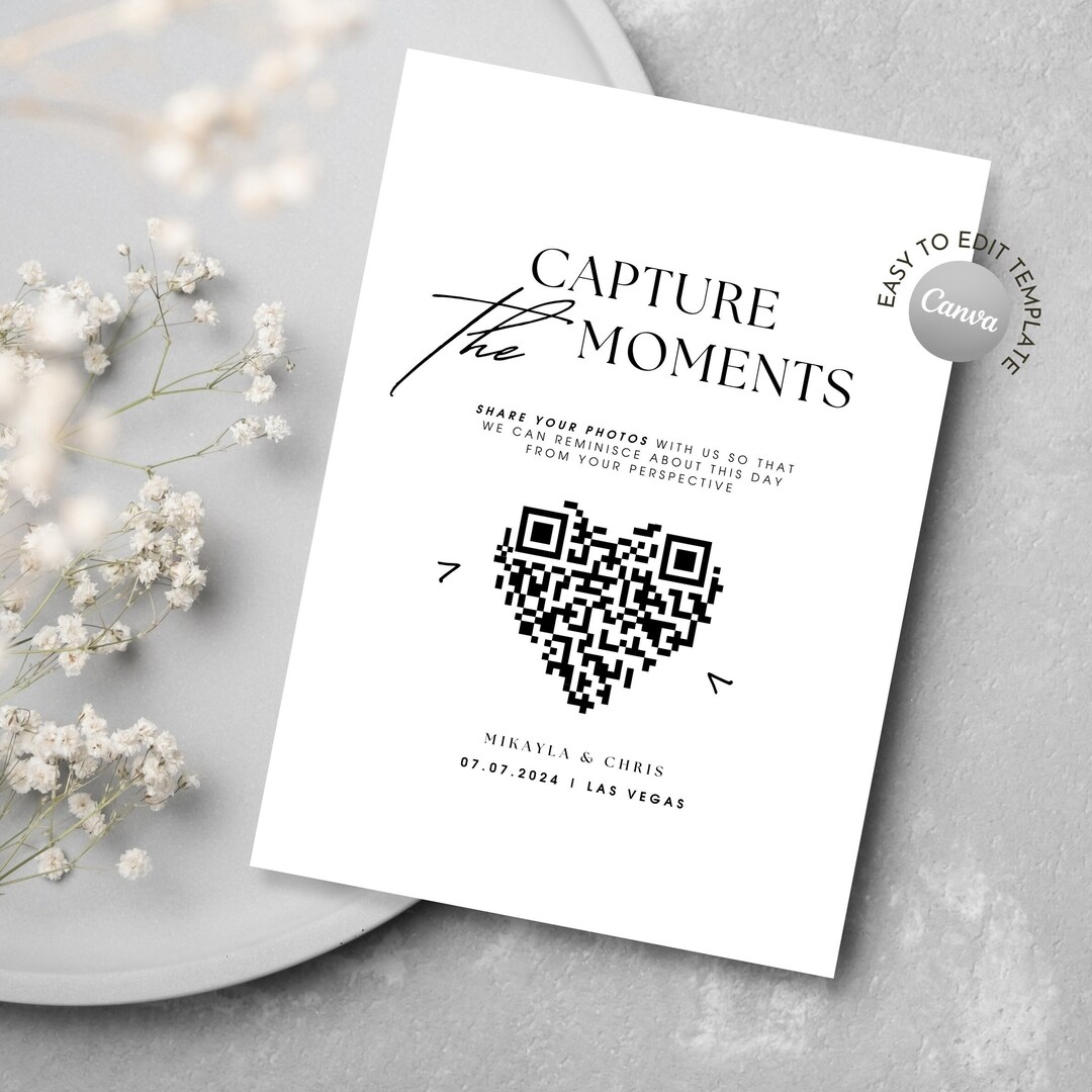 Social Media Wedding Sign, QR Code for Photo Sharing Wedding, Capture ...
