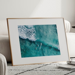 Aerial Surfing Printable Wall Art, Aerial Photography, Surfers Posters, Ocean Wall Art, Aerial Beach Prints, Surf Prints, Surf Digital Print