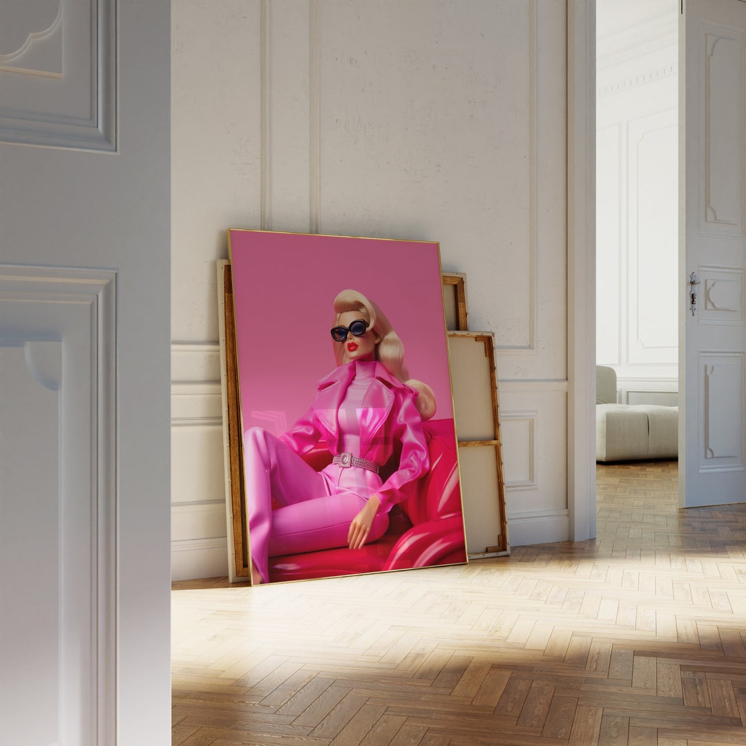 Doll Wall Art, Pink Room Decor, Retro Doll Print, Wall Print, Digital