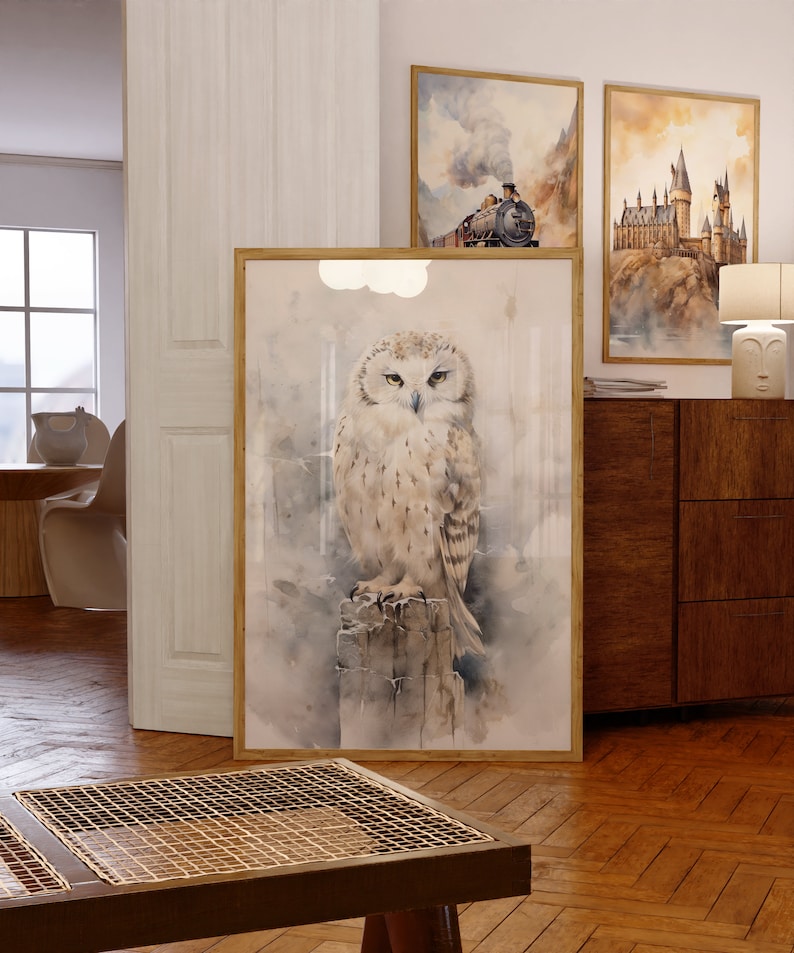 Neutral Wizard Nursery Decor, Nursery Wall Art, Boho Nursery Wall, Wizard Poster Print, Owl Print, Train Wall Art, New Baby Gift Print