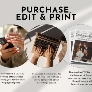 Wedding Newspaper Program Template, Editable Folded Newspaper, Printable Wedding Newspaper Program, Canva Newspaper Template, DIY Newspaper