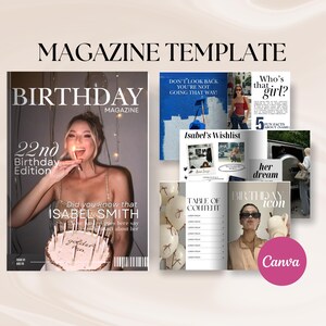 Editable Birthday Magazine, Vogue Custom Magazine Canva Template, Personalized Magazine Gift for Best Friend Sister, Magazine Personnalisé image 2