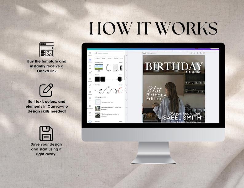 Editable Birthday Magazine, Vogue Custom Magazine Canva Template, Personalized Magazine Firft for Best Friend Sister, Magazine Personnalisé