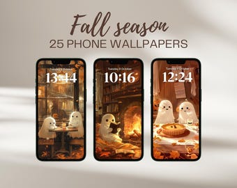 Fondos de pantalla de fantasmas para teléfono, Fondo de pantalla de Halloween para iPhone, Conjunto de fondos de pantalla de otoño para teléfono inteligente, Lindo fondo de pantalla espeluznante para teléfono, Fondo de pantalla espeluznante para teléfono