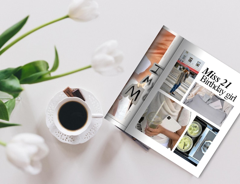 Redigerbar födelsedagstidning, Vogue anpassad tidning Canva-mall, personlig tidningspresent till bästa vän syster, personlig tidning bild 9
