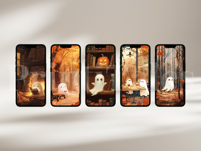 Fall Phone Wallpapers, Halloween Wallpaper iPhone, Autumn Smartphone Wallpaper Set, Cute Spooky Phone Background, Spooky Phone Background