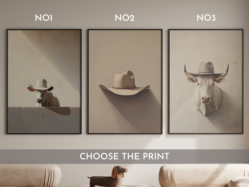 Highland Cow Gallery Wall Set, Southwest Prints, Rustic Western Wall Art, Printable Farmhouse Photography Decor, Cowboy Hat Poster, Digital