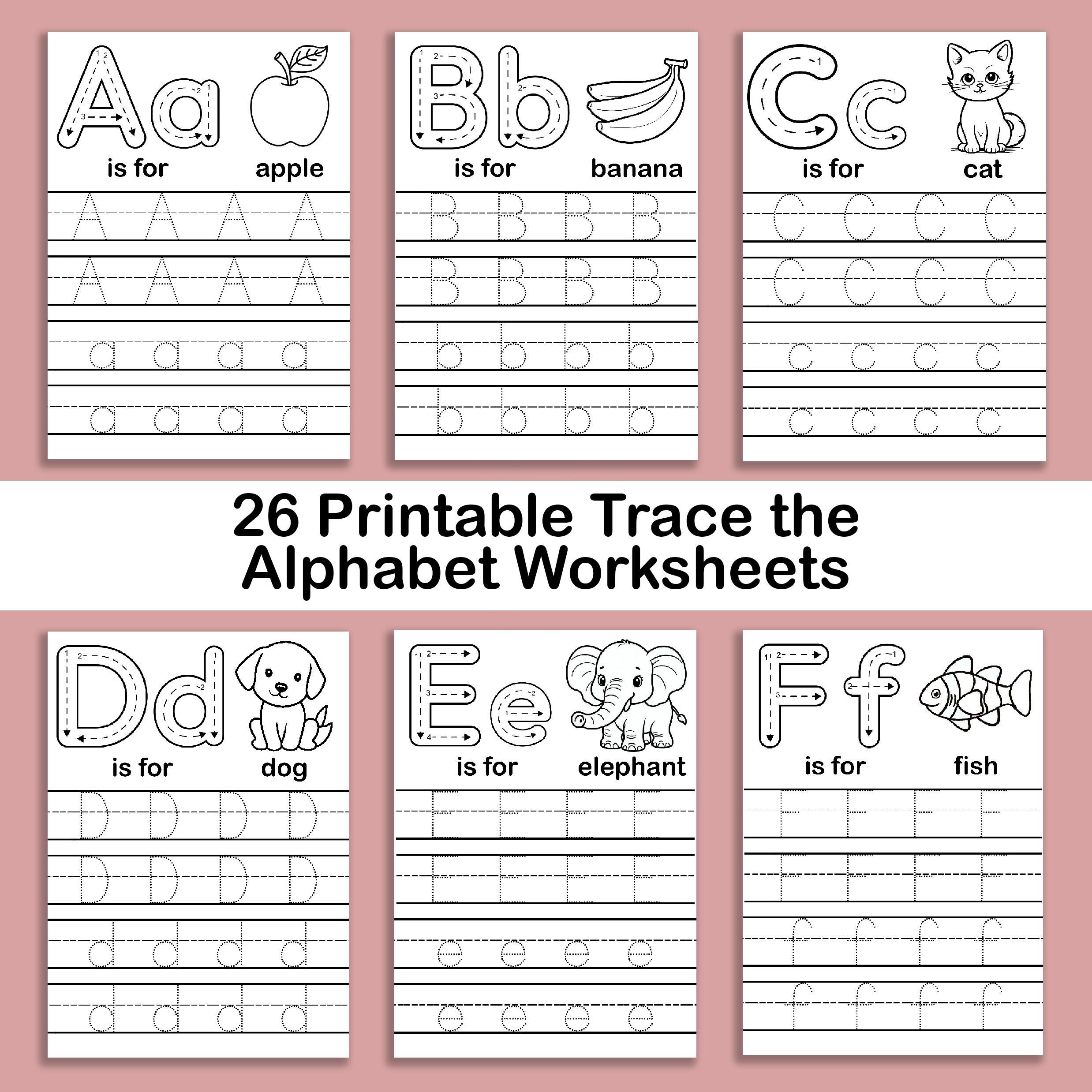 26 Printable Trace the Alphabet Worksheets - Etsy