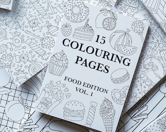 15 pages of colouring in all food related