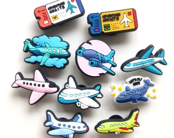 Planes and Tickets Croc Shoe Charms PVC Accessories for Clogs