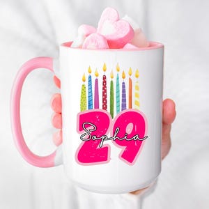 Personalized Birthday Mug, Custom Name and Age Coffee Cup Gift, Birthday Celebration, Happy Birthday Present, Unique Celebration Drinkware