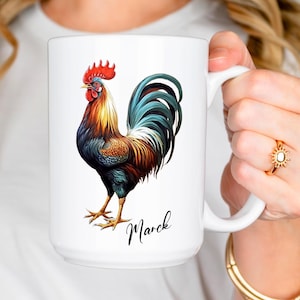 Rooster Mug, Custom Rooster Coffee Cup, Farmhouse Kitchen Decor, Rooster Gifts, Rooster Lover Gift, Chicken Lover Gift, Rooster Cup, Rooster