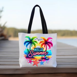 Beach Vibes-draagtas, zomerdraagtas, strandtas, vakantietas, boodschappentas, cadeau voor strandliefhebber