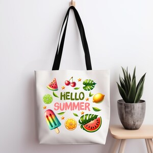 Draagtas, hallo zomerontwerp, strandtas, herbruikbare boodschappentas, milieuvriendelijke tas, cadeau voor haar, accessoires voor zomerse vibes