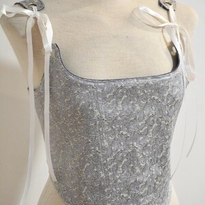 Adjustable Corset Top / Two Styles in One /Handmade Statement Piece / Reversible Floral Gobelin & Denim Corset