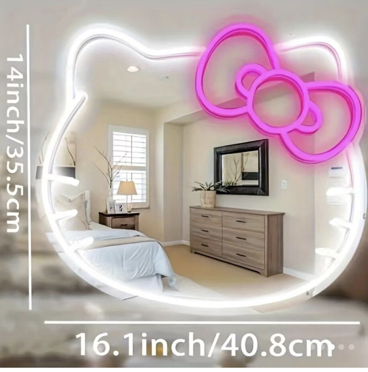 Get Trend Hello Kitty Sanrio Miroir Maquillage Lumineux avec 16 LED, Miroir Grossissant Triptyque 3X, Capteur Tactile et Plateau, Idée Cadeau Kawaii