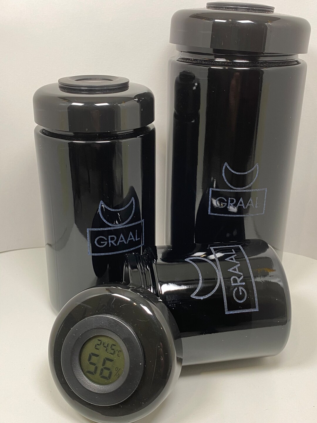 GRAAL JAR Bottle of Cured in Violet Glass With Thermohygrometer 250ml