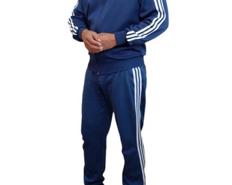 Super Vintage 70 - 80er Jahre Adidas Trainingsanzug Blau Schwarz Farbe.