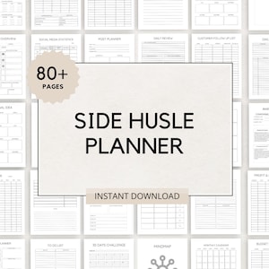 Turn your side hustle into a success story with this Side Hustle Planner! Designed for aspiring entrepreneurs, freelancers, and go-getters, this planner helps you manage your time, track finances, and set actionable goals.