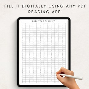 Plan your year with this 2026 Yearly Planner Printable! This digital download offers 2026 annual agenda and wall calendar template. Perfect for professionals, students, and those seeking an efficient planning solution.