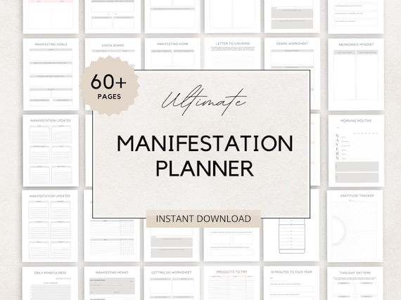 Manifestation Planner, Law of attraction, Manifest Journal, Mindfulness Journal, Manifest Planner, Mental Health, Manifestation Plan Print