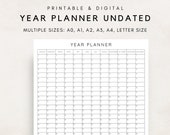 Yearly Wall Planner, Yearly Planner on 1 Page, Year At a Glance, Yearly To Do List, Undated Yearly Wall calendar, Large Wall Calendar