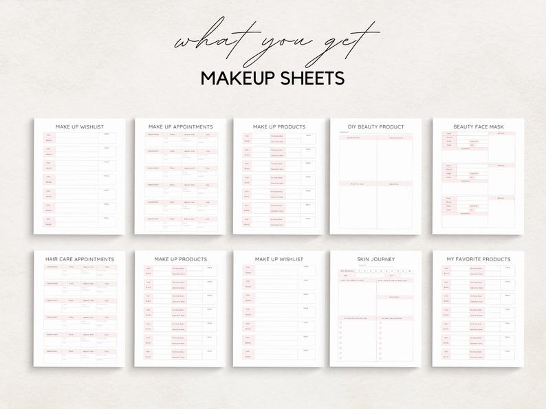 Stay organized and enhance your beauty routine with this Beauty Planner/ Self Care Planner Printable. Perfect for anyone who wants to track their skincare, makeup, haircare, and wellness goals.