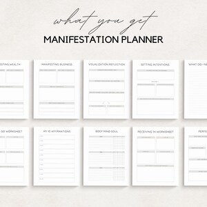 Unlock the power of your dreams with this Manifestation Planner Printable. This comprehensive Manifestation Journal is designed to help you manifest your goals, dreams, and desires using the Law of Attraction.