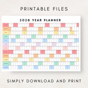 Plan your year with this 2026 Yearly Planner Printable! This digital download offers 2026 annual agenda and wall calendar template. Perfect for professionals, students, and those seeking an efficient planning solution.