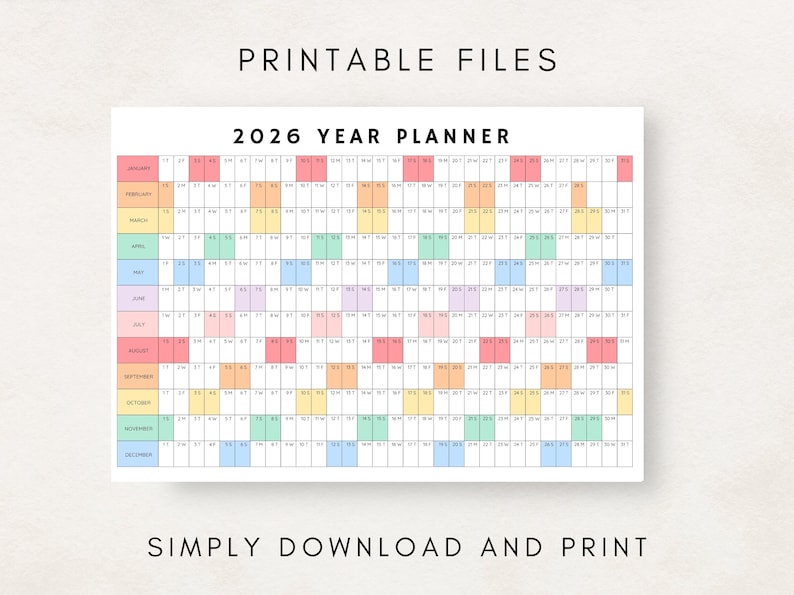 Plan your year with this 2026 Yearly Planner Printable! This digital download offers 2026 annual agenda and wall calendar template. Perfect for professionals, students, and those seeking an efficient planning solution.