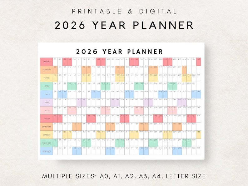 Plan your year with this 2026 Yearly Planner Printable! This digital download offers 2026 annual agenda and wall calendar template. Perfect for professionals, students, and those seeking an efficient planning solution.