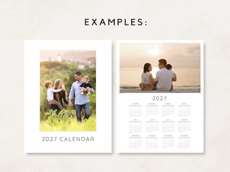 Step into 2027 with this versatile 2027 Calendar Template! This editable calendar is designed for both personal and commercial use. Add your pictures or designs effortlessly.