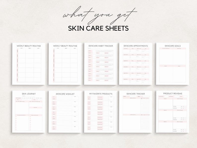 Stay organized and enhance your beauty routine with this Beauty Planner/ Self Care Planner Printable. Perfect for anyone who wants to track their skincare, makeup, haircare, and wellness goals.