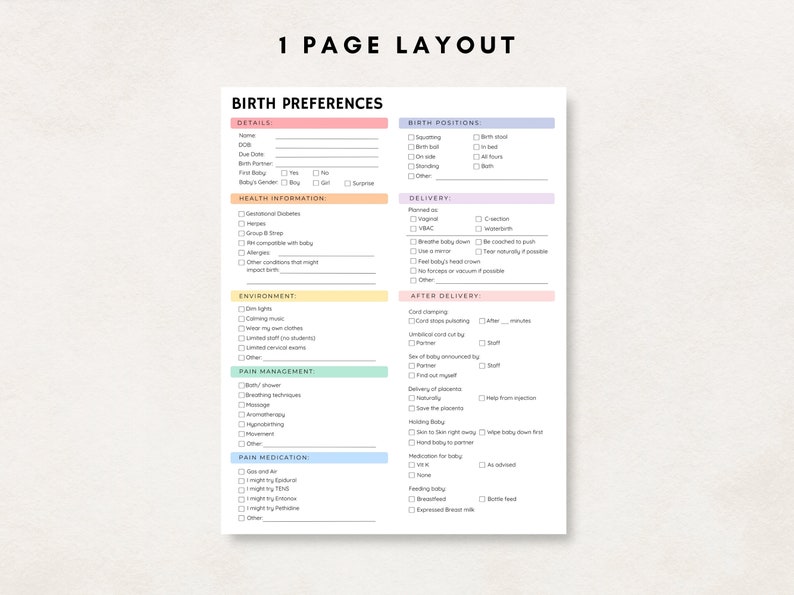 Prepare for the arrival of your little one with this Birth Plan Template Printable! This Birth Planner helps you outline preferences and make informed decisions for a personalized birthing experience.