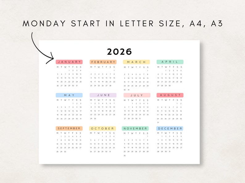 Plan ahead with this 2026 Yearly Calendar Printable!