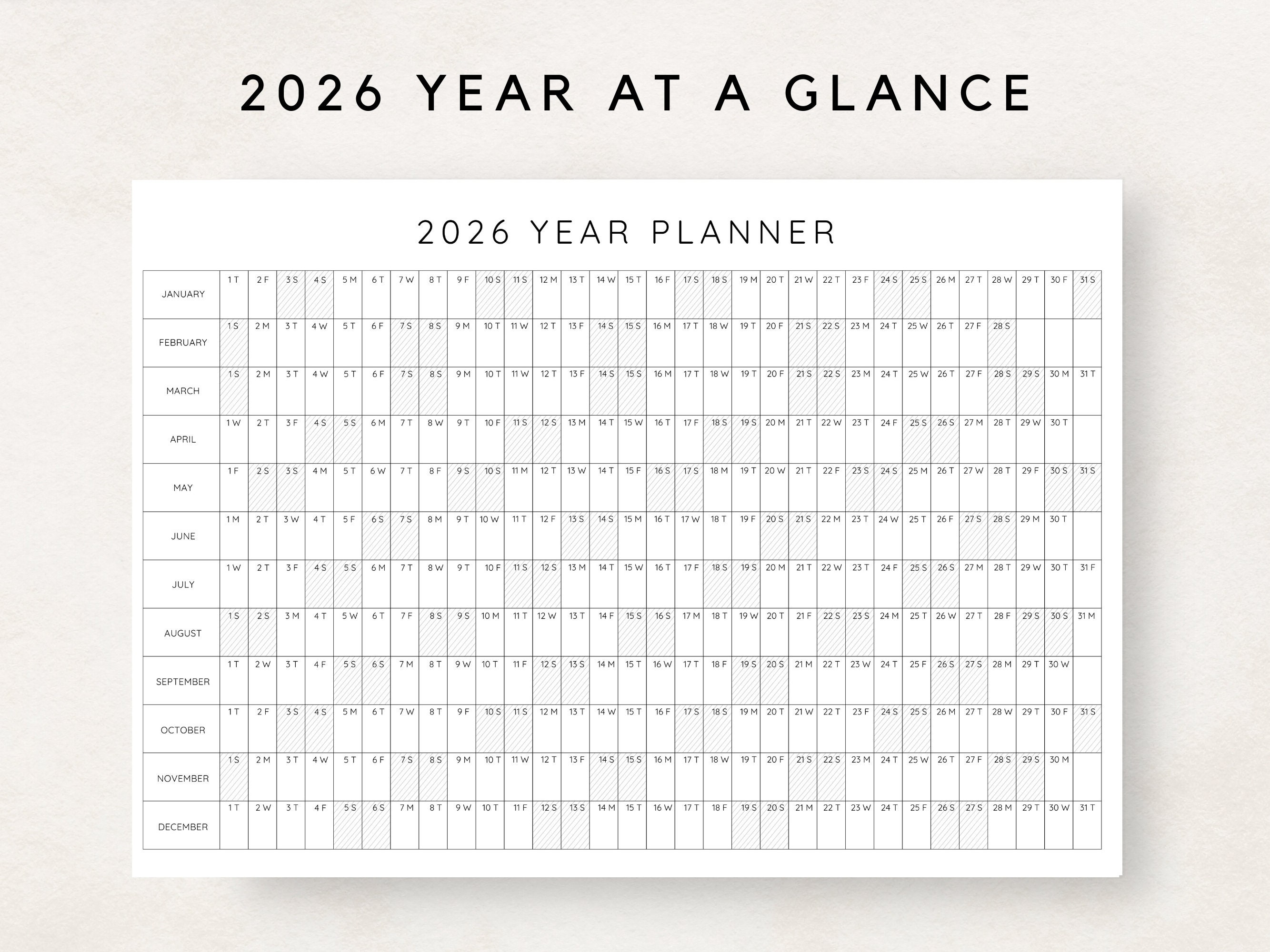2026 Year Planner Printable, Yearly Planning Calendar, Calendar Poster
