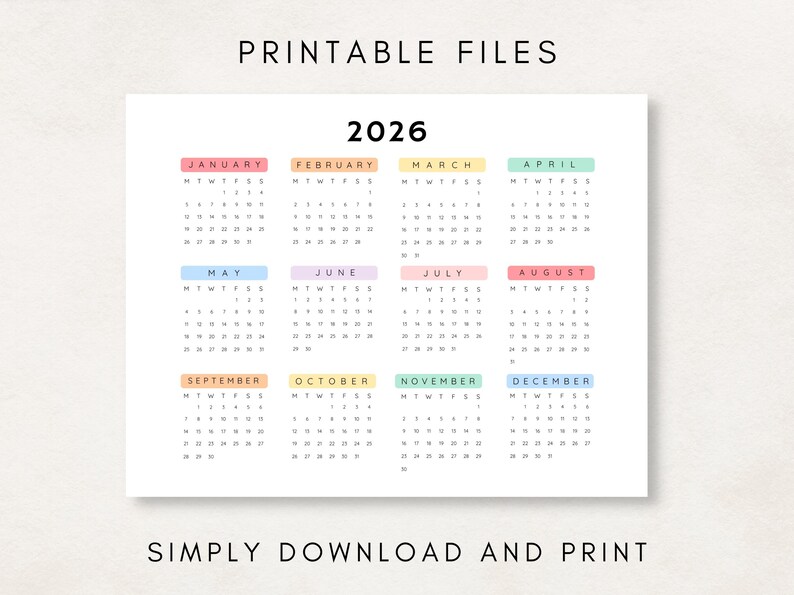 Plan ahead with this 2026 Yearly Calendar Printable!