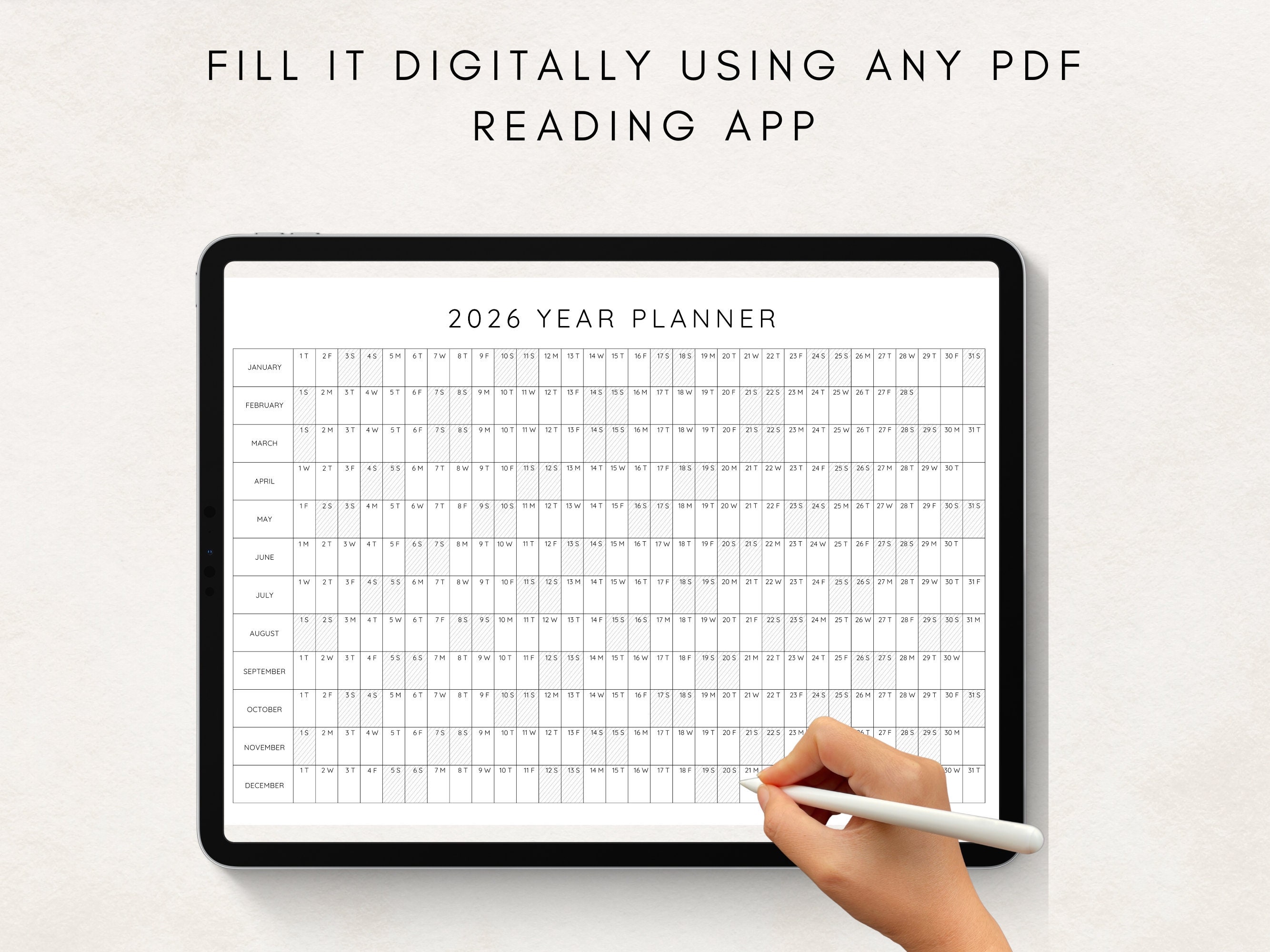 2026 Year Planner Printable, Yearly Planning Calendar, Calendar Poster ...