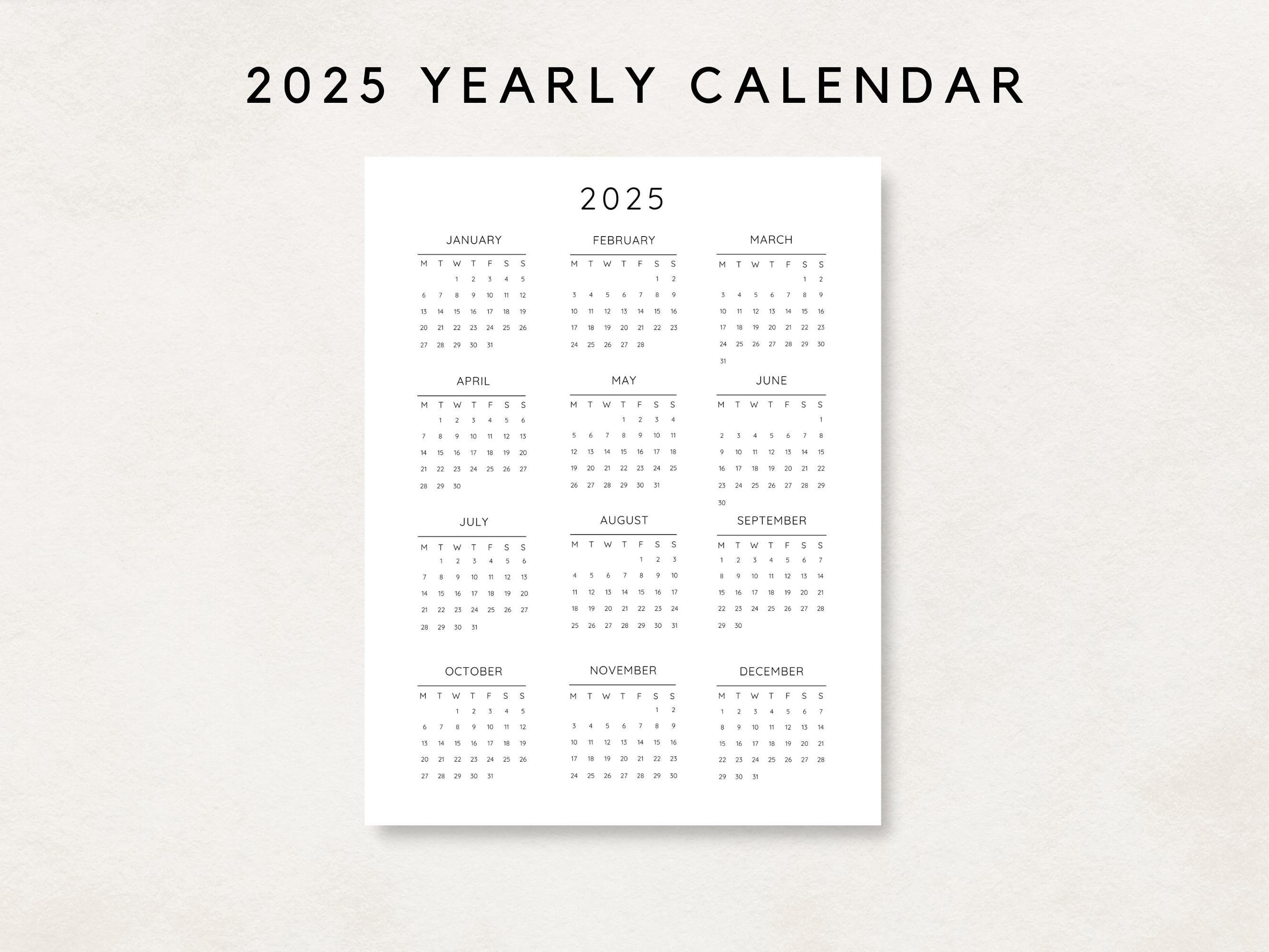 2025 yearly calendar printable calendar 2025 calendar 2025 digital