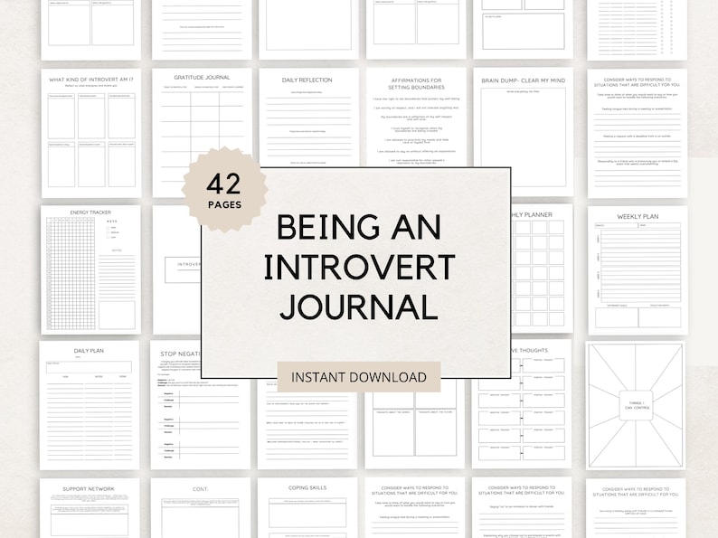 Embrace your introverted nature with this Introvert Journal Printable. This thoughtfully designed journal is perfect for introverts looking to reflect on their experiences, manage their energy, and practice self-care in a way that honors their personality.