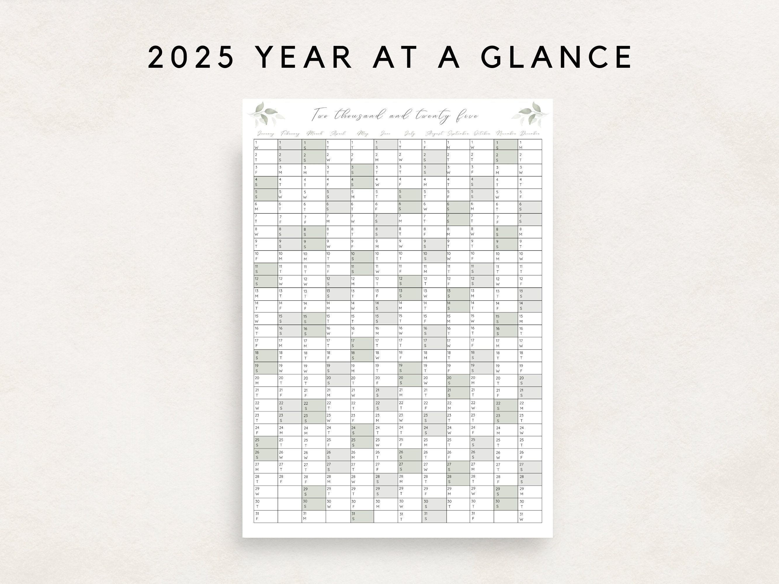 2025 Yearly Planner Printable, Yearly Planning Calendar, Calendar