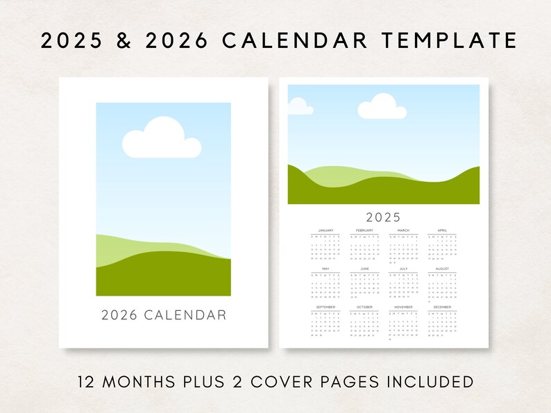 Step into the year with this versatile 2025-2026 Calendar Template! This editable calendar is designed for both personal and commercial use. Add your pictures or designs effortlessly.