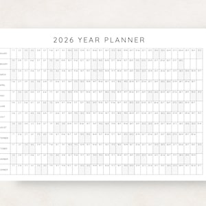 Plan your year with this 2026 Yearly Planner Printable! This digital download offers 2026 annual agenda and wall calendar template.