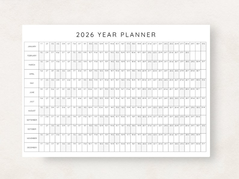 Plan your year with this 2026 Yearly Planner Printable! This digital download offers 2026 annual agenda and wall calendar template.
